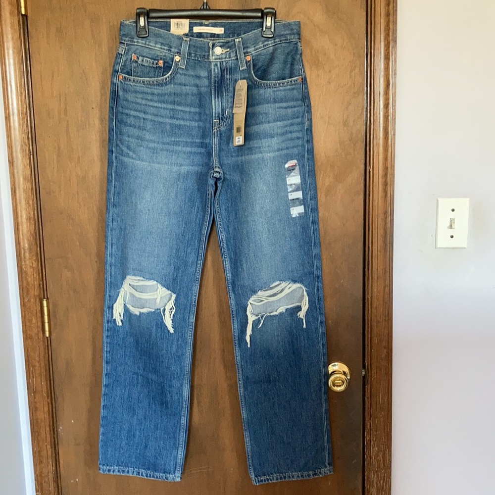 Relisted Levi’s low pro distressed midrise straight leg cotton jean size 28 - Picture 3 of 16